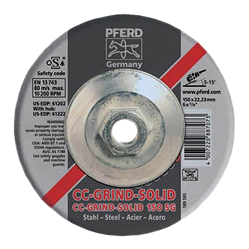 SG Steel 115mm x 6.0mm Solid Grinding Disc